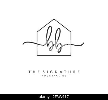 BB Anfangsbuchstabenhandschrift und Signaturlogo. Ein Konzept handschriftlich Initiallogo mit Template-Element. Stock Vektor