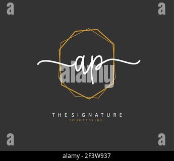 AP-Anfangsbuchstaben und Signaturlogo. Ein Konzept handschriftlich Initiallogo mit Template-Element. Stock Vektor