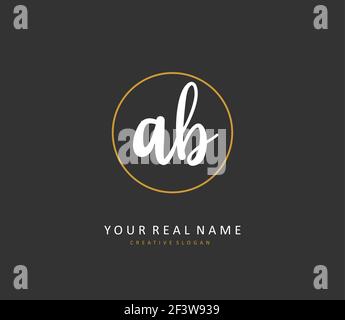Ab Anfangsbuchstabenhandschrift und Signaturlogo. Ein Konzept handschriftlich Initiallogo mit Template-Element. Stock Vektor