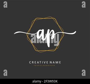 AP-Anfangsbuchstaben und Signaturlogo. Ein Konzept handschriftlich Initiallogo mit Template-Element. Stock Vektor