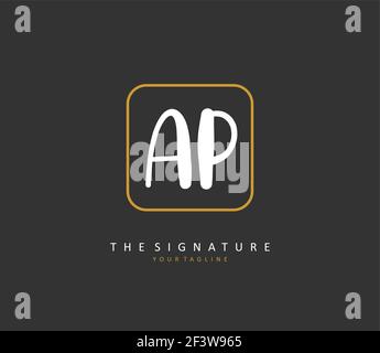 AP-Anfangsbuchstaben und Signaturlogo. Ein Konzept handschriftlich Initiallogo mit Template-Element. Stock Vektor
