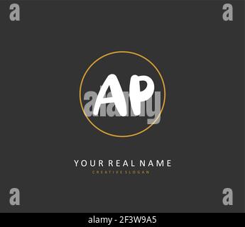 AP-Anfangsbuchstaben und Signaturlogo. Ein Konzept handschriftlich Initiallogo mit Template-Element. Stock Vektor