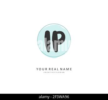 IP-Initial Letter Handschrift und Unterschrift Logo. Ein Konzept handschriftlich Initiallogo mit Template-Element. Stock Vektor