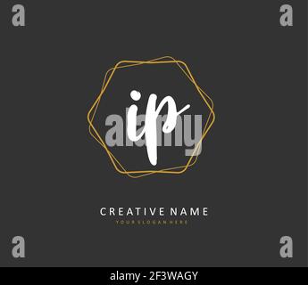 IP-Initial Letter Handschrift und Unterschrift Logo. Ein Konzept handschriftlich Initiallogo mit Template-Element. Stock Vektor