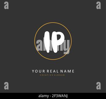 IP-Initial Letter Handschrift und Unterschrift Logo. Ein Konzept handschriftlich Initiallogo mit Template-Element. Stock Vektor