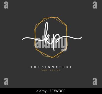 KP Anfangsbuchstabenhandschrift und Signaturlogo. Ein Konzept handschriftlich Initiallogo mit Template-Element. Stock Vektor