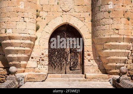 Blick auf Schloss Pedraza, Segovia, Castilla-Leon, Spanien Stockfoto