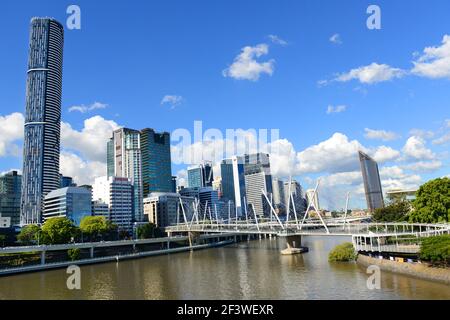 Kurilpa-Brücke über den Brisbane River, Queensland, Australien. Stockfoto