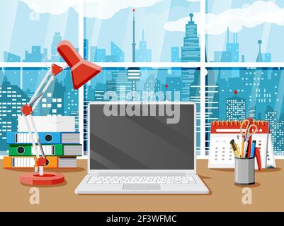 Schreibtisch mit laptop Stock Vektor