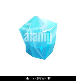 Eiskristall-Felsen, Eisberg oder gefrorenes Glas und blauer Schneegletscher, Vektor-Symbol. Isoliertes kaltes Frostgestein oder gefrorenes Eiszapfen, eisiger Eisstückblock Stock Vektor