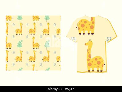Niedliche Charakter Giraffe Tier nahtlose Muster können als Designs auf Kleidung, Tapeten, Hintergründe verwendet werden. Vektorgrafik Stock Vektor