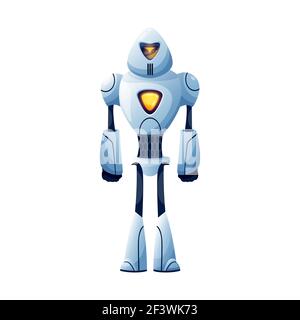 Sci-Fi Droid isoliert Roboter Cyberpunk mit Armen und Beinen. Vector Hi-Tech-Technologien Innovationen Maschinenhelfer, volle Länge. Kinder Spielzeug, künstliche au Stock Vektor