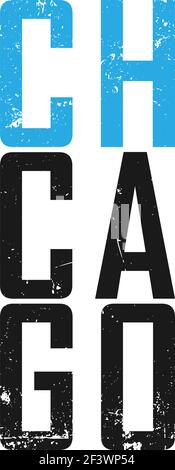 Chicago Illinois T-Shirt-Print. T-Shirt Design Grafiken Stempel Label Typografie. Vektorgrafik. Stock Vektor