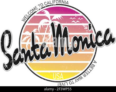Santa Monica Sport Strand Typografie, T-Shirt Grafiken, Vektoren Stock Vektor