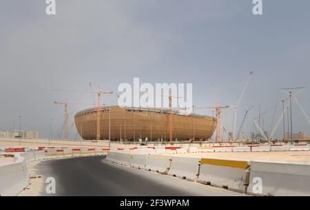 Ein Blick auf das Lusail Stadion im Bau in Lusail, Katar. Es ist einer der Austragungsorte für FIFA 2022. Stockfoto