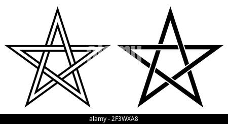 Pentakel transparent, fünfeckigen Stern, Vektor Zeichen der Magie, esoterische oder magische Symbol Okkultismus und Hexerei Stock Vektor