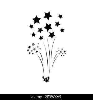 Feuerwerk, farbenfroh, minimalistisch. Gestaltungselemente für Flyer, Poster, Geschenkkarten und Postkarten. Stock Vektor