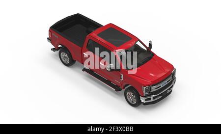 AUSTIN, USA - 05. Mär 2018: Rendering eines roten F-150 Ford LKW auf weißem Hintergrund. Ideal für Druck- oder Digitalgrafiken. Stockfoto