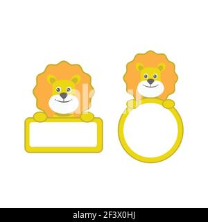 Bilderrahmen mit Cartoon Löwe Illustration Design Stock Vektor