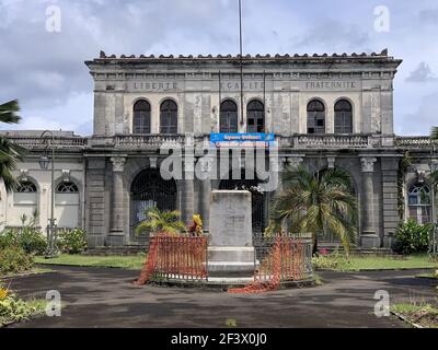 Martinique, Fort-de-France, 3. Juni 2020: Basis, auf der die Statue von Victor Schoelcher, Slavery Abschaffung Denkmal errichtet wurde. Die Statue war Distro Stockfoto
