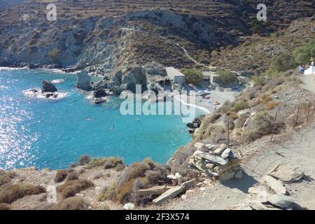 Ein malerischer Strand auf der Insel Folegandros Griechenland Stockfoto