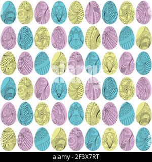 Ostereier Ornamente Vektor nahtlose Muster in Pastellfarben. Stock Vektor