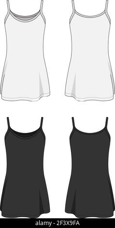 Frau lange Camisole Kleid Vorlage Illustration Set Stock Vektor