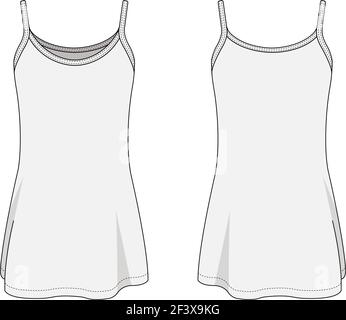 Frau lange Camisole Kleid Vorlage Vektor Illustration Stock Vektor