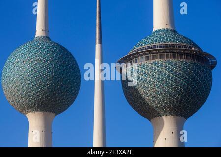 Kuwait, Kuwait-Stadt, Kuwait Towers Stockfoto