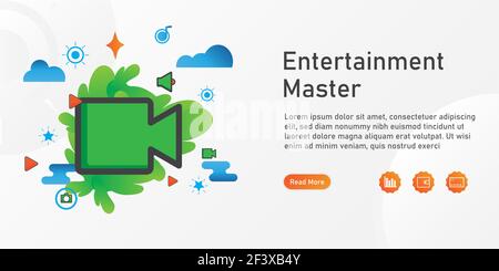 Unterhaltung Landing Page Vorlage. Kreative Website Vorlage Designs.Vektor-Illustration. Stockfoto