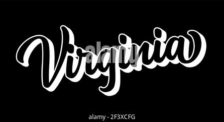 Handskizzierter VIRGINIA-Text. 3D Vintage, Retro Schriftzug für Poster, Aufkleber, Flyer, Header, Karte, Kleidung, Kleidung Stock Vektor