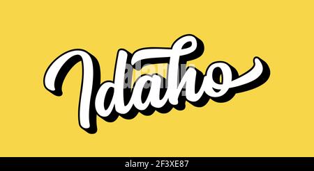 Handskizzierter IDAHO-Text. 3D Vintage, Retro Schriftzug für Poster, Aufkleber, Flyer, Header, Karte, Kleidung, Kleidung Stock Vektor