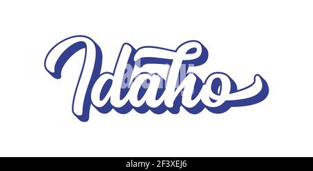 Handskizzierter IDAHO-Text. 3D Vintage, Retro Schriftzug für Poster, Aufkleber, Flyer, Header, Karte, Kleidung, Kleidung Stock Vektor