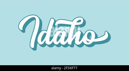 Handskizzierter IDAHO-Text. 3D Vintage, Retro Schriftzug für Poster, Aufkleber, Flyer, Header, Karte, Kleidung, Kleidung Stock Vektor