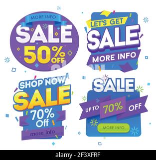 Verkauf Banner, Abzeichen, Design Vektor Illustration. Abzeichen setzen Vektor Rabatt Sonderangebote Stock Vektor