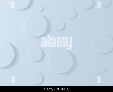 Hellblauer Kreis Zylinder Banner mit Schatten auf blauem Hintergrund. 3D Abbildung Stockfoto