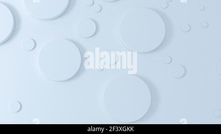 Hellblauer Kreis Zylinder Banner mit Schatten auf blauem Hintergrund. 3D Abbildung Stockfoto