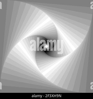 Monochrom wirbelnde spiralförmige Quadrate - digitale Illustration Stockfoto