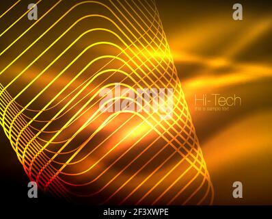Neon leuchtenden Umriss Plätze in Dunkel. Neon leuchtenden Umriss Quadrate in dunklen, glänzenden Licht magische Wirkung, geometrische minimal Vorlage. Vector Illustration Stock Vektor