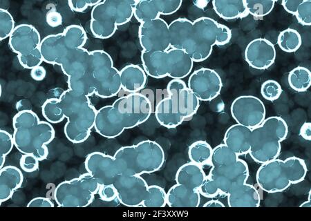 Moderne künstlerische hellblau eine Menge biologische Zellen digitale Grafik Darstellung der Hintergrundtextur Stockfoto