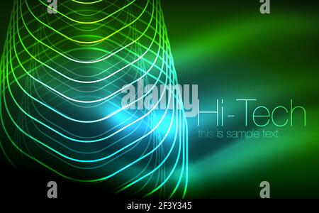 Umrisse Sechsecke, glühende geometrische Formen, digitale Techno abstrakt Hintergrund. Umrisse Sechsecke, glühende geometrische Formen, digitale techno Abstract Background, Vector Illustration Stock Vektor