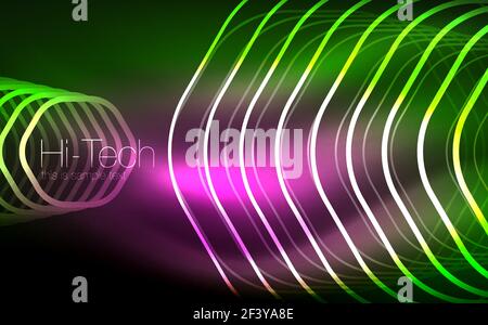 Umrisse Sechsecke, glühende geometrische Formen, digitale Techno abstrakt Hintergrund. Umrisse Sechsecke, glühende geometrische Formen, digitale techno Abstract Background, Vector Illustration Stock Vektor
