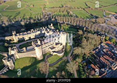 Luftaufnahme von Arundel Castle Stockfoto