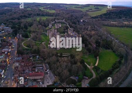 Luftaufnahme von Arundel Castle Stockfoto