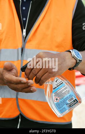 Hydroalkoholisches Gel Hände waschen - Frankreich Stockfoto