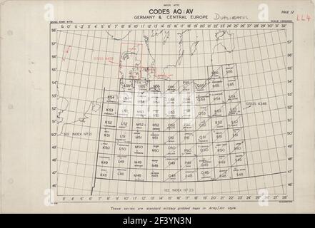 DEUTSCHLAND UND MITTELEUROPA BLATT INDEX KARTE 1945 Stockfoto