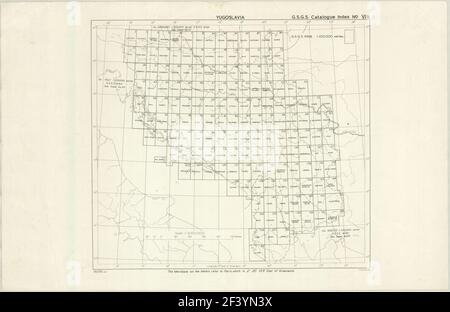 JUGOSLAWIEN BLATT INDEX KARTE 1944 Stockfoto