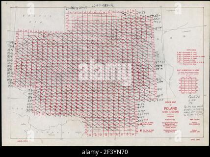 Polen BLATT INDEX Karte 1945 Stockfoto