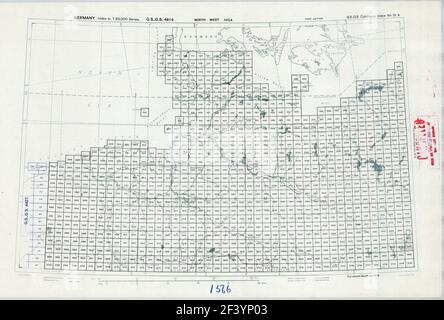 DEUTSCHLAND INDEX BLÄTTER KARTE 1944 Nord-West-Bereich Stockfoto