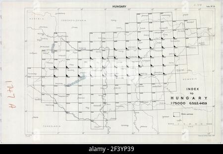 Ungarn 1945 INDEXBLÄTTER Karte Stockfoto